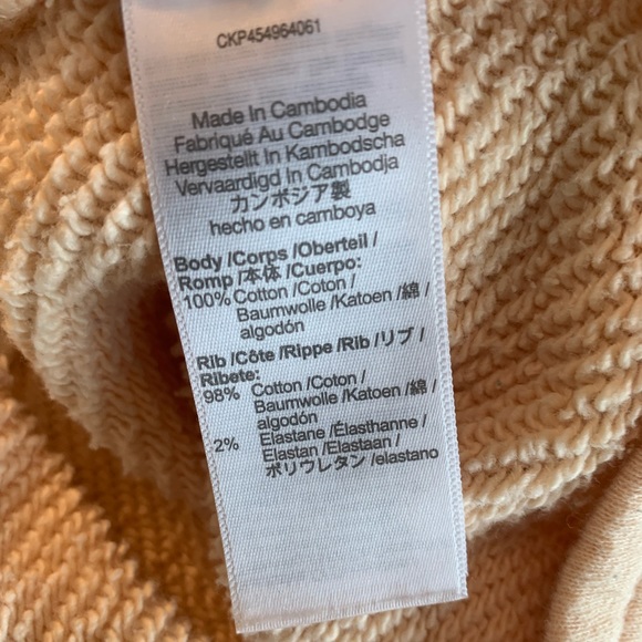 Madewell MWL Women’s Crop Sweatshirt Peach Cream Size XL Preowned - Picture 8 of 9